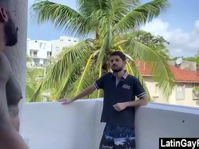 Latin boy climbs into neighbors room for gay sex